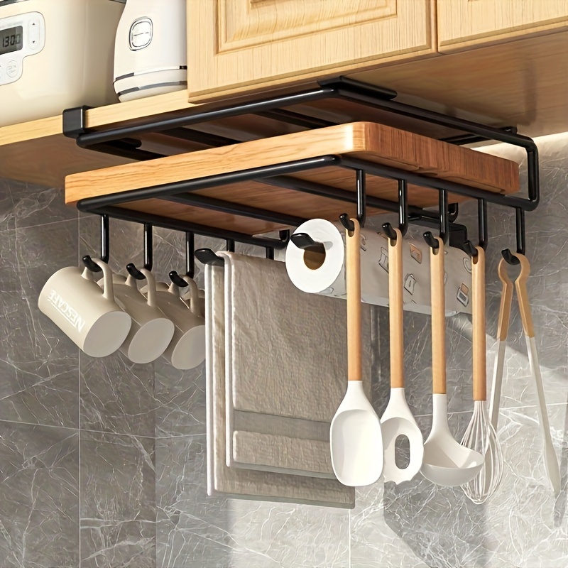 Hanging Rack Under Kitchen Cabinet Household art organizing rack cutting board rack hook pot cover utensils storage rack