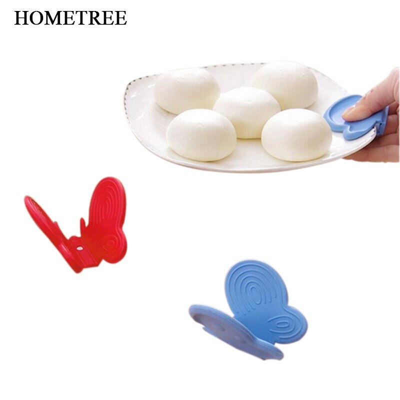 HOMETREE Creatieve Siliconen Isolatie Tegen Vlinder Clip Band Met Magneet Genomen Oven Verdikte Beschermen Keuken Tool H318