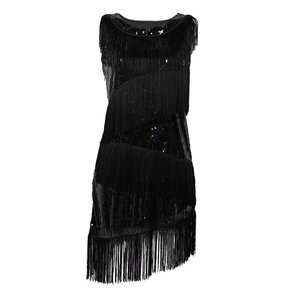 Women Fringed Latin Dance Dress Ballroom Cocktail Party Costume Dress