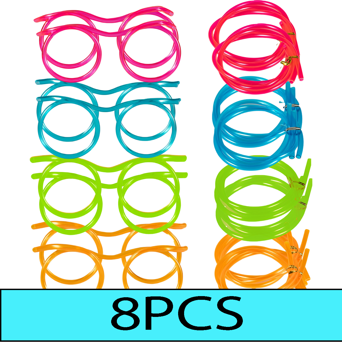 2-8PCS Straw Glasses, Reusable Fun Loop Drinking Straw Eye Glasses, Novelty Eyeglasses Straw for Party Annual Meeting Parties: SKY BLUE