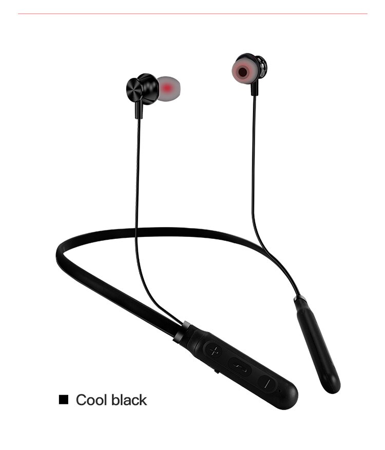 Magnetic Wireless Bluetooth 5.0 Earphones Neckband Stereo Headset Handsfree Waterproof Earbuds Headphones With Mic earpiece: Black