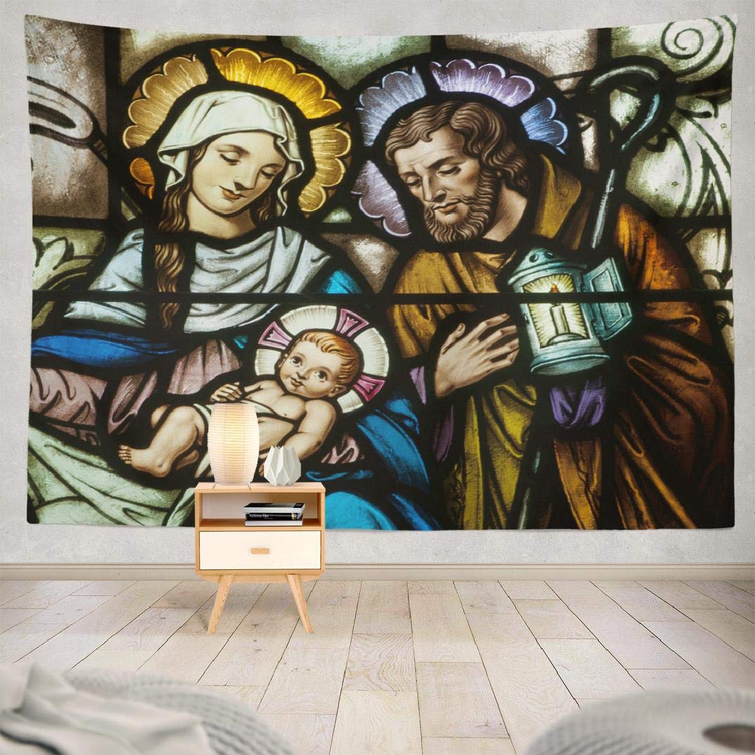 Jesus October Stained Glass Christmas Scene Nativi... Grandado