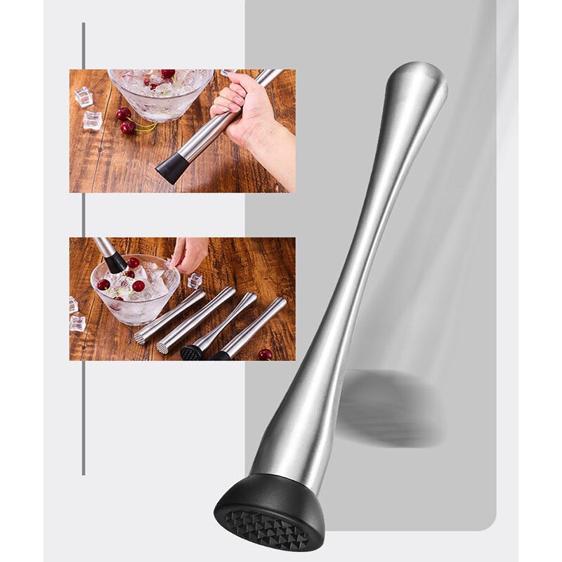 Stainless Steel Wine Mixing Stick Cocktail Muddler Shaker With Crushing Hammer DIY Drink Fruit Muddler Crushed Ice Barware Tool