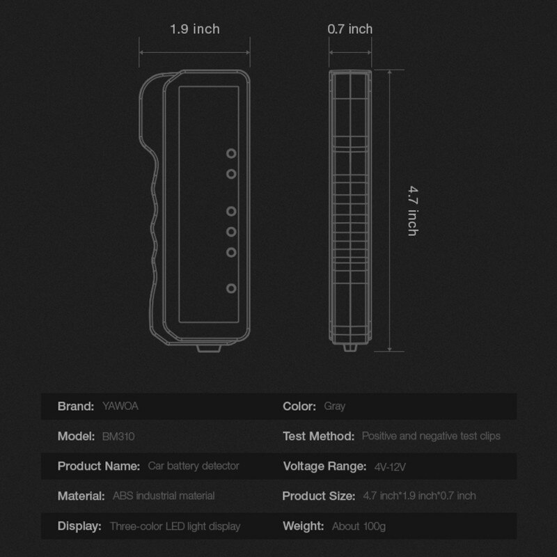 12V Auto Batterij Tester BM310 Digitale Dynamo Tester, Check Batterij Staat & Dynamo Opladen Voor Auto Motorfiets