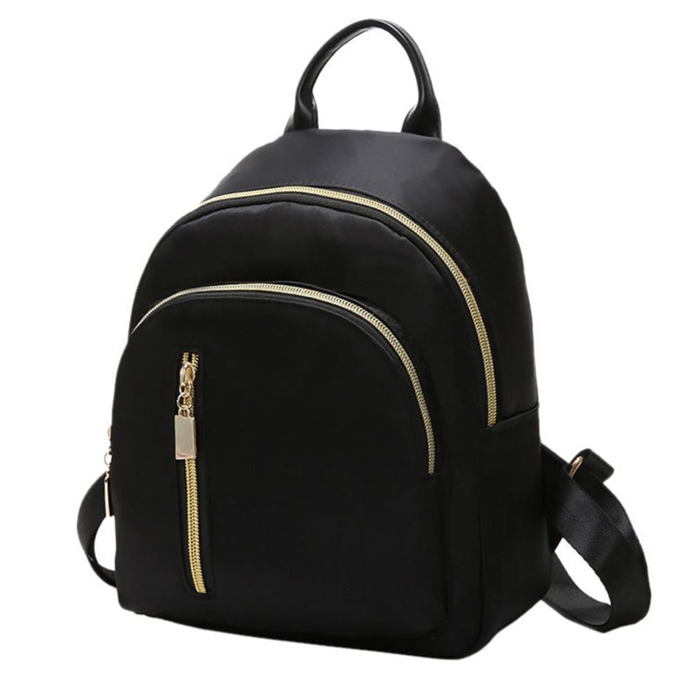 Mochila preta feminina, bolsa de viagem pequena para mulheres com zíper, conjunto de bolsa escolar para adolescentes