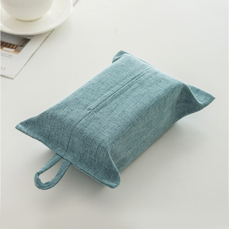 Boîte à mouchoirs en tissu à corde suspendue, Style minimaliste, couverture de mouchoirs pour salon, bureau domestique, sac en papier monté sur voiture, Type suspendu: BLEU CIEL