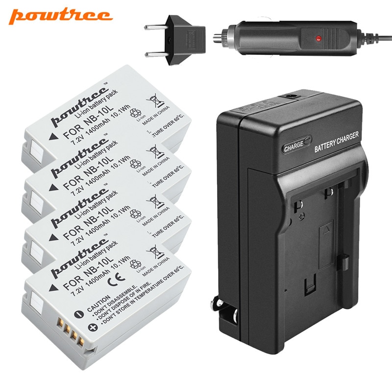 Powtree Voor Canon NB-10L NB 10L Batterij + Batterij Autolader voor PowerShot G15 G16 SX40 SX60 CB-2LCE Oplaadbare batterij