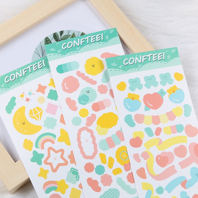 Ribbon Love Heart fresh Sticker Junk Journal DIY Scrapbooking Stationery Toy seal Decoration sticker