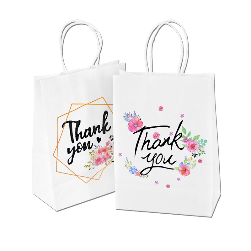 10Pcs 21*8*15Cm Wit Dank U Bag Verpakking Zak Hoge Materiaal Draagbare papieren Zak Bruiloft Decor Supplies