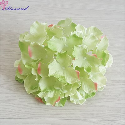 10 Stuks 20Cm Grote Zijden Hortensia Bloem Stem Bloemen Tak Voor Bruiloft Decoratie Diy Bloemen Muur Levert: Grass green