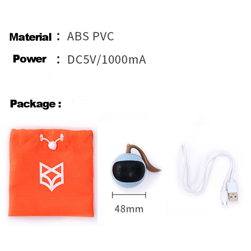 Pet Smart Interactive Cat Toy Colorful LED Self Rotating Ball Toys USB Rechargeable Kitten Electronic Ball Toys Cat Accessories