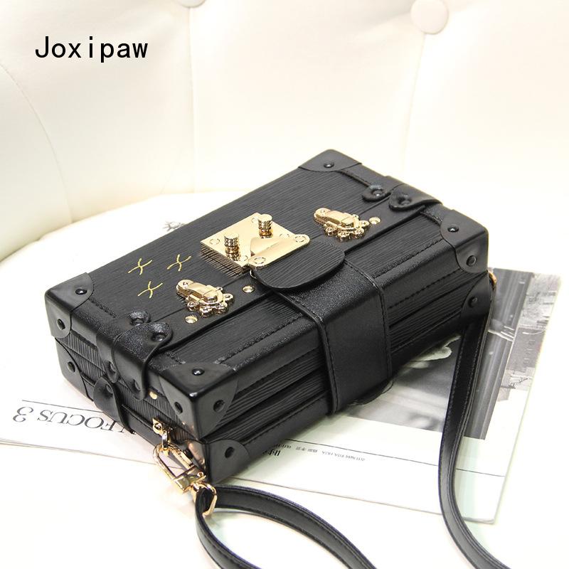 Lady Evening Bag Messenger Bag Women Leather Handbag Patchwork Hard Box Retro Print Shoulder Bags Joxipaw
