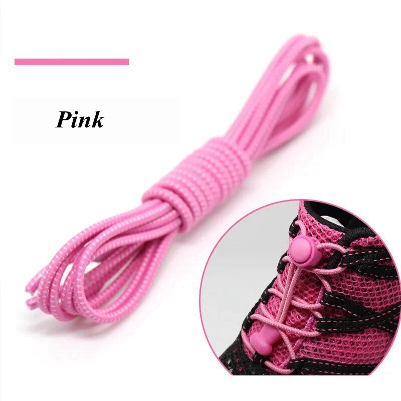 1 Paar Elastische Veters Ronde Locking No Tie Schoenveters Kids Adult Quick Lui Veters Rubber Sneakers Schoenveter 22 Kleuren: Pink