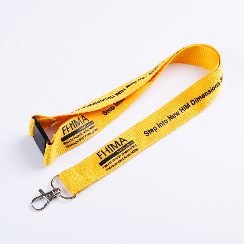 Anpassad lanyard polyester nylon skärm präglade billig halsrem med metall clip fäste