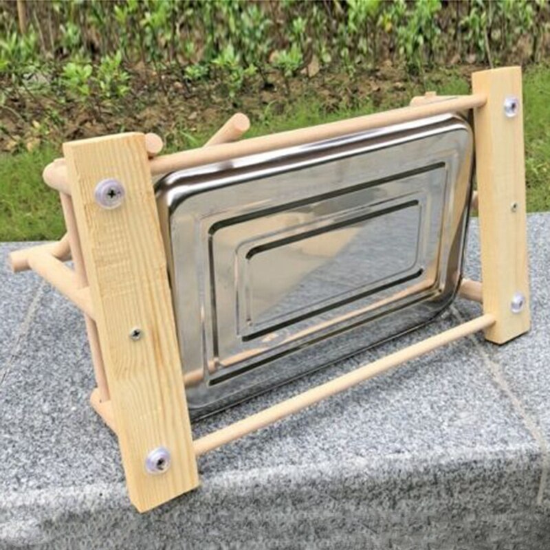 Soporte de madera para loro, y escalera central para actividades columpio, bandeja para pájaros