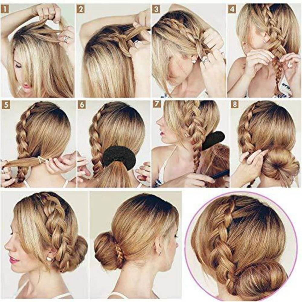 Máquina para hacer moños y rosquillas, juego de 5 bandas elásticas para el cabello, herramientas de estilismo para el cabello, 7 Uds.