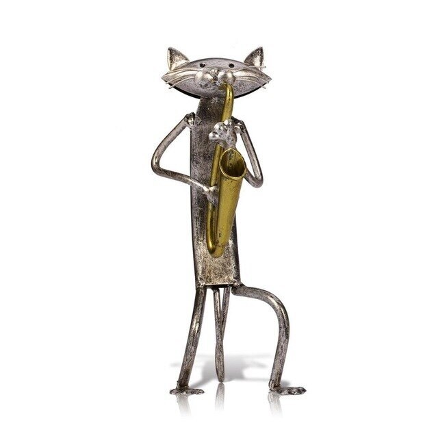 Figuras de arte del hierro hechas a mano de gatos, esculturas de Metal, objetos hechos a mano para el hogar, muebles para el hogar CGSTORE: Style A