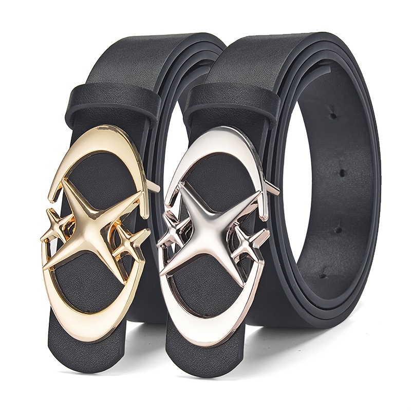 Cinturón para hombre Punk estrella hebilla cinturón Cruz Metal Vintage gótico hombres mujeres Y2K cinturón Pu cinturón de cuero pantalones vaqueros cinturones neutros