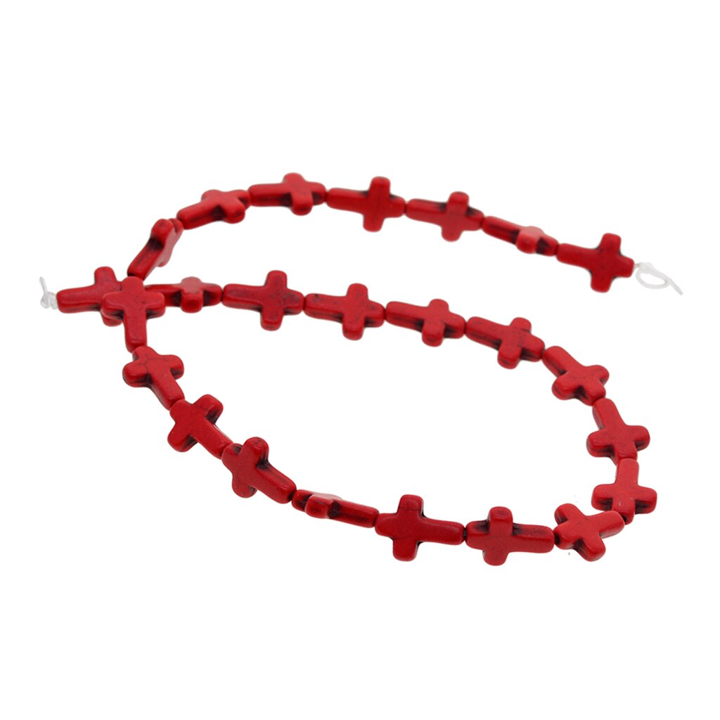 1 Strand Howliet Turquoise Gesneden Kruis Losse Spacer Kraal Armbanden Rood