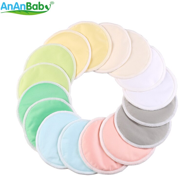 Ananbaby-coussinets d'allaitement en bambou | 14 pièces, avec un sac humide et un sac de lavage pour maman, tampons d'allaitement réutilisables, imperméables