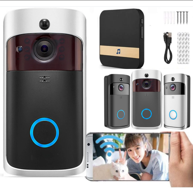 Video Doorbell Camera HD WiFi Doorbell Wireless Operated Motion Detector Audio & Speaker Night Vision for iOS&Android