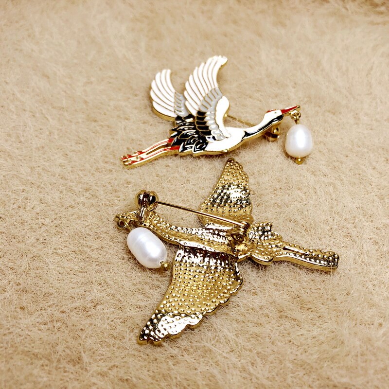 F. j4z 2020 novo pássaro broches para as mulheres adorável esmalte voando guindaste broche pinos menina traje jóias acessórios presentes dropship