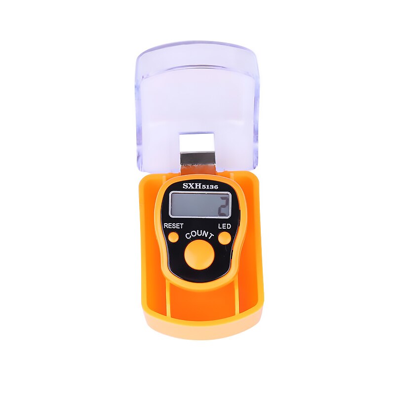 Mini Stitch Marker Row Finger Counter LCD Electric Digital Display with LED Light LED Finger Counter: Orange