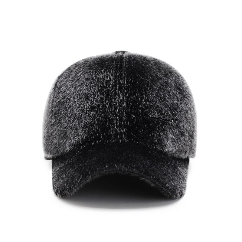 Casquette de Baseball en fausse fourrure pour hommes | Avec couvre-oreilles en velours, chapeaux chauds d'hiver, chapeau à rabat épais pour personnes d'âge moyen A76