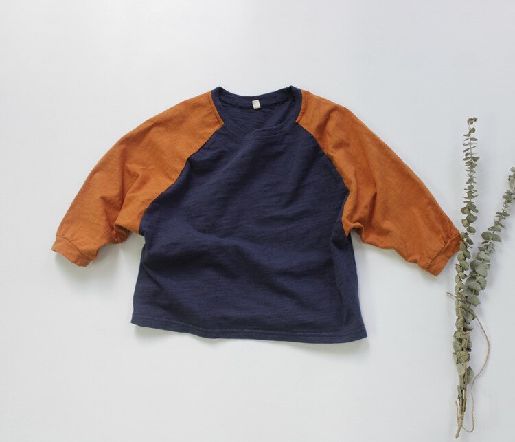 Herfst Kinderen Tees Koreaanse Stijl Raglanmouwen Patchwork Baby Jongens Losse T-shirts Peuters Kids Tops: color B / 8T