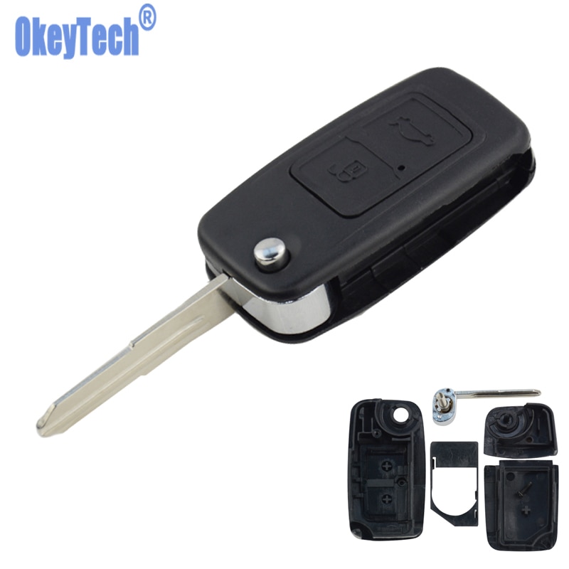 Okeytech 2 Knoppen Voor Chery A5 Fulwin Tiggo E5 A1 Cowin Auto Key Case Remote Key Shell Fob Blanco Sleutel vouwen Flip Ongecensureerd Blade