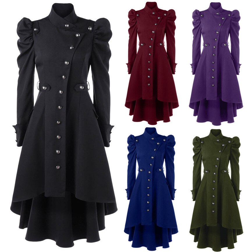 Kappa dam vintage steampunk lång kappa gotisk överrock dam retro jacka lyxmärke laxstjärtsväst femme