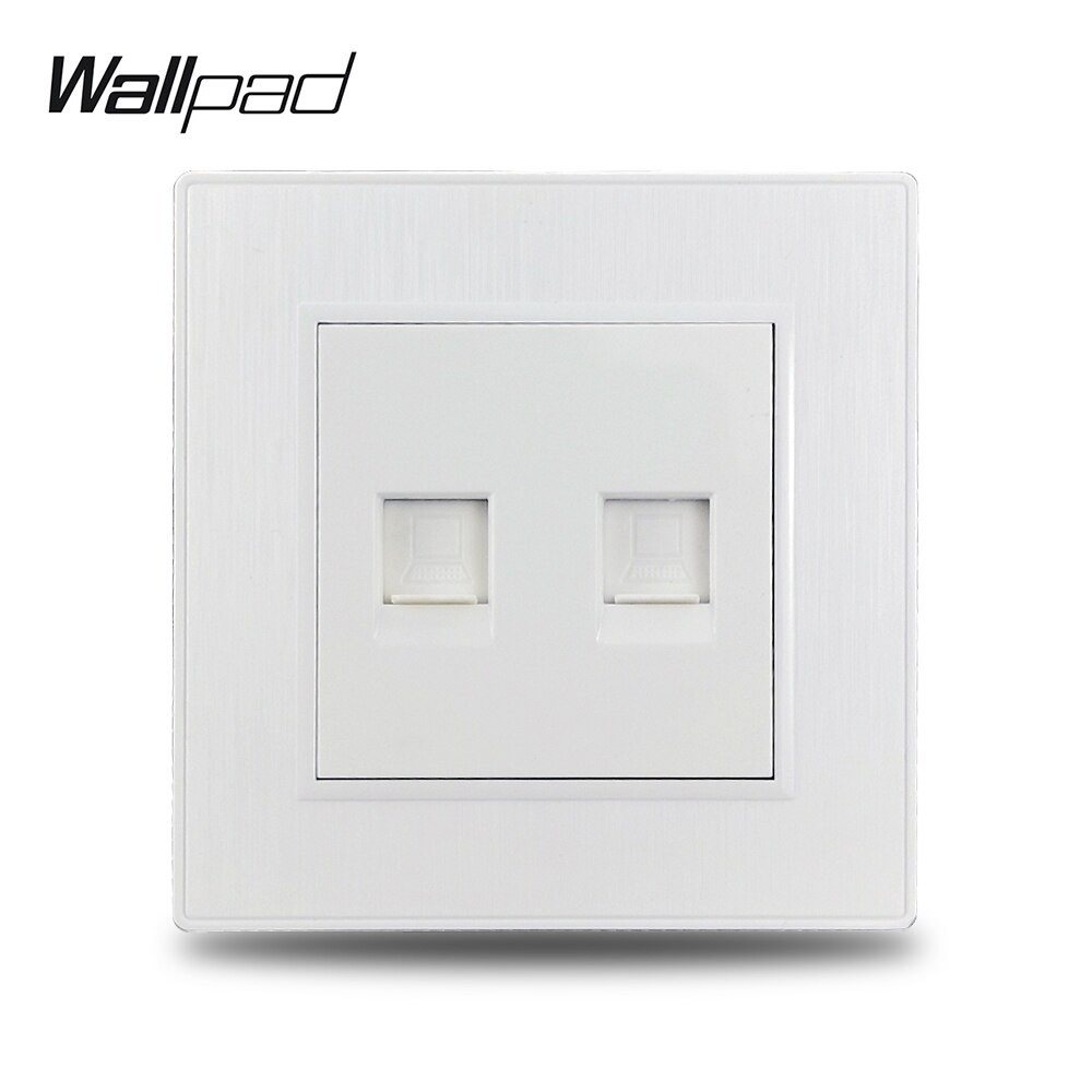 Wallpad S6 White Double 2 Ethernet Internet Data RJ45 CAT6 Wiring Outlet Wall Socket Brushed PC Plastic