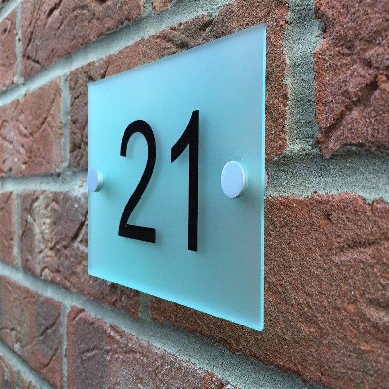 Modern frosted glass effect house number apartment number door signs door house sign door number street acrylic name: 140x100mm