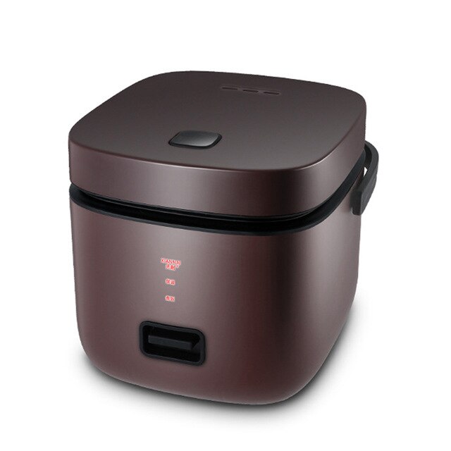 Gospodarstwo domowe 220V 1.2L mini naczynie robić gotowania na parze ze stali nierdzewnej ryżowar kuchenka elektryczna przenośny posiłek termiczne pudełko na drugie śniadanie z możliwością podgrzewania z uchwytem: brązowy