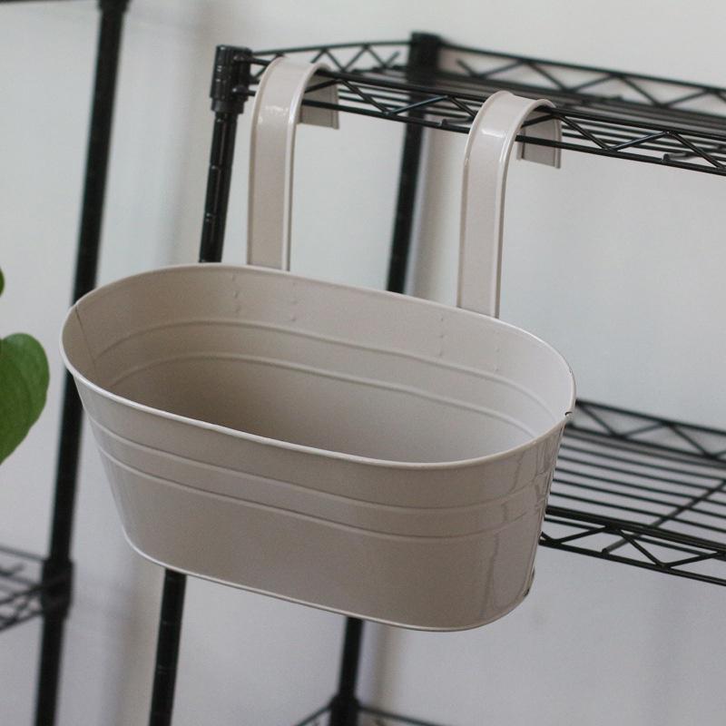 Kleurrijke hangende bloempotten afneembare haak muur hek bonsai planten kuip potten bloemenhouders thuis ba: Grijs