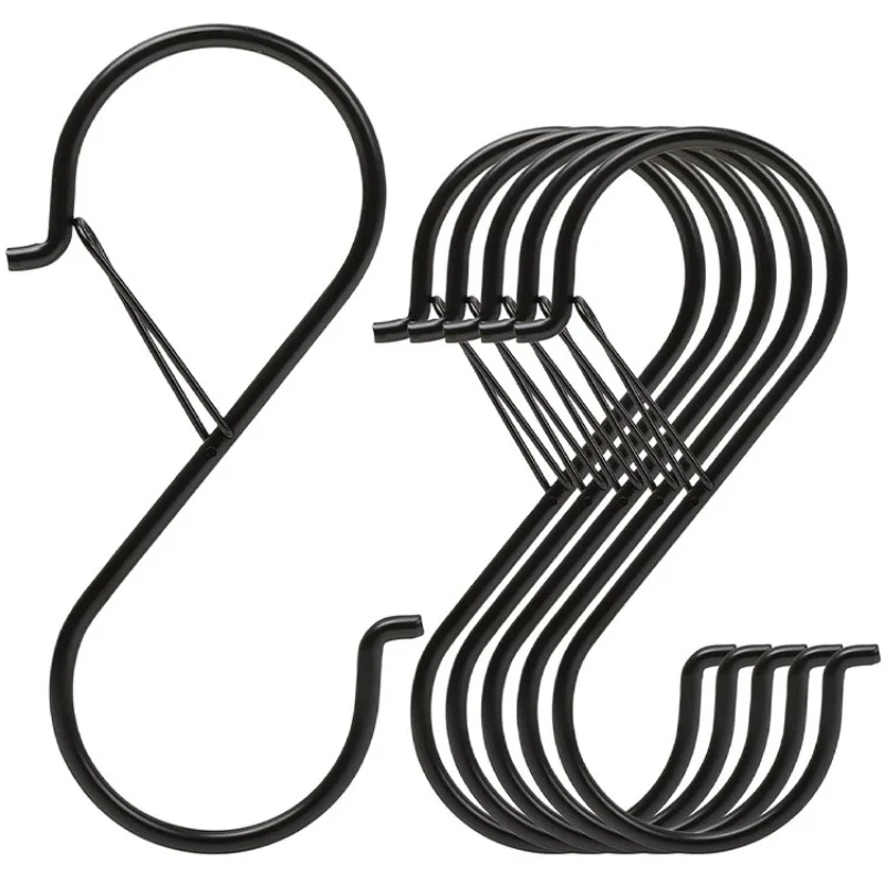 1 Stück 3 x 9 cm S-förmiger Metallhaken mit Sicherheitsschnalle zum Aufhängen von Küchenutensilien/Pflanzen/Töpfen und Pfannen/Kleidung, Hüzehn