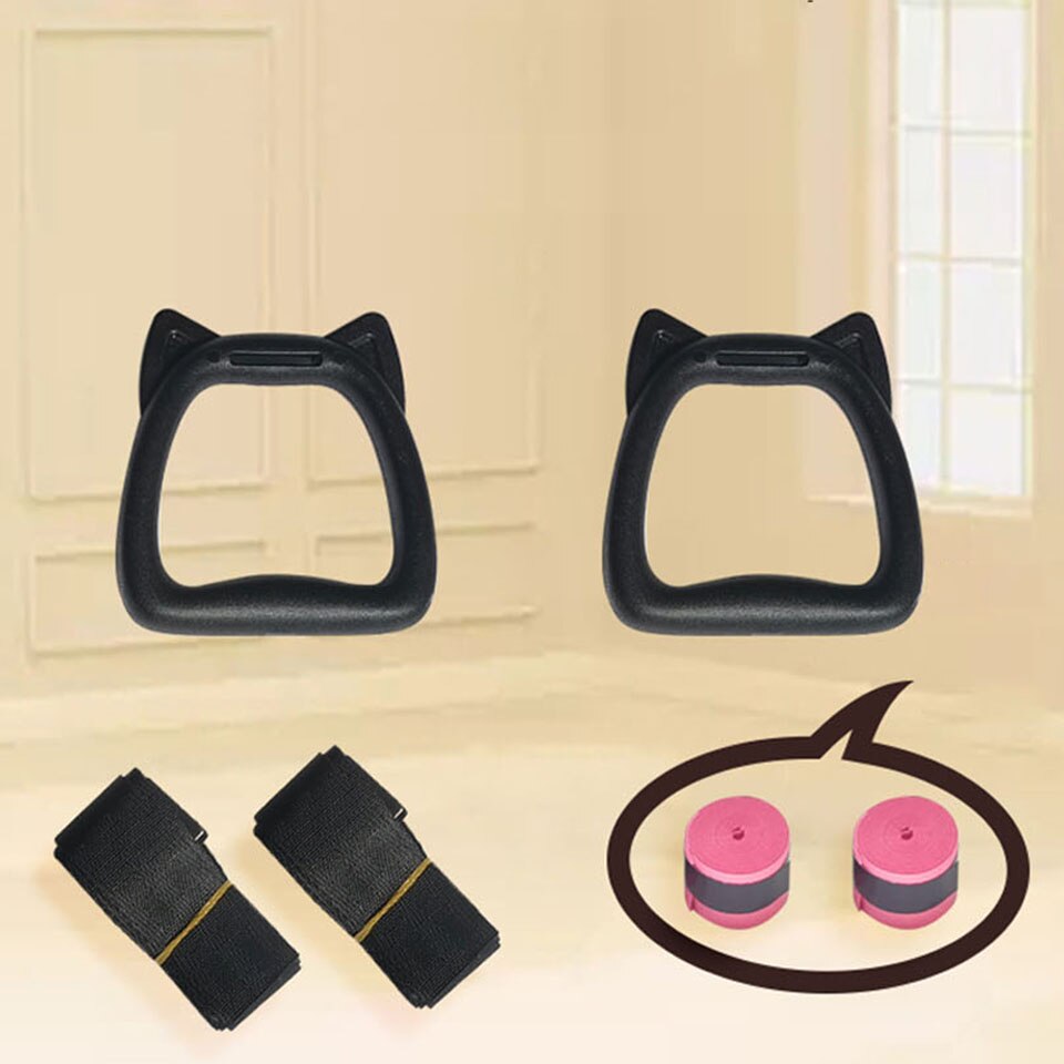 Kids Gymnastic Rings Plastic with Adjustable Strap Hand Tapes Children Gym Pull up Fitness Strength Training Indoor Crossfit