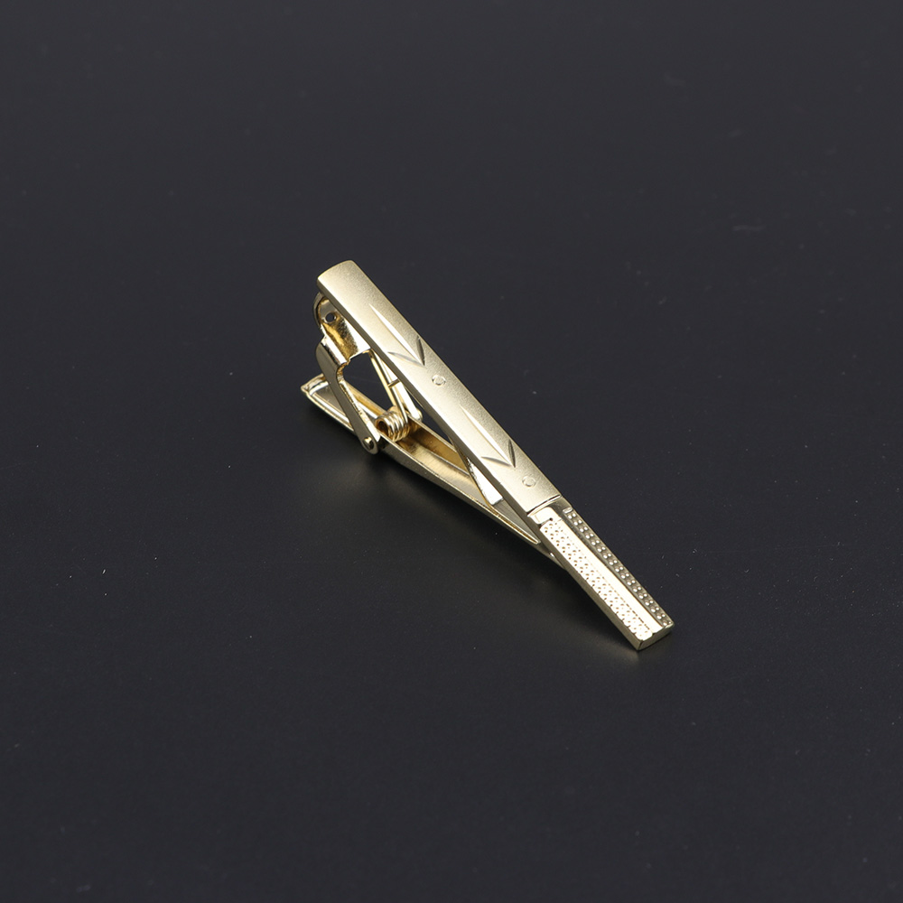 Slips klip klassisk trendy mænd guld krystal juvel metal mandlig business banket bar slips clips lås tilbehør: 4