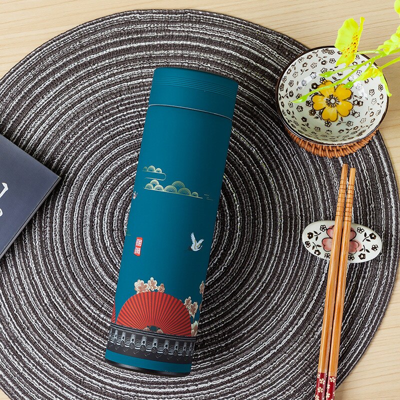 500Ml Chinese Stijl Roestvrijstalen Thermoskan Waterfles Met Filter Geïsoleerde Thermos Mok Thermocup Reizen Flessen: Style 2