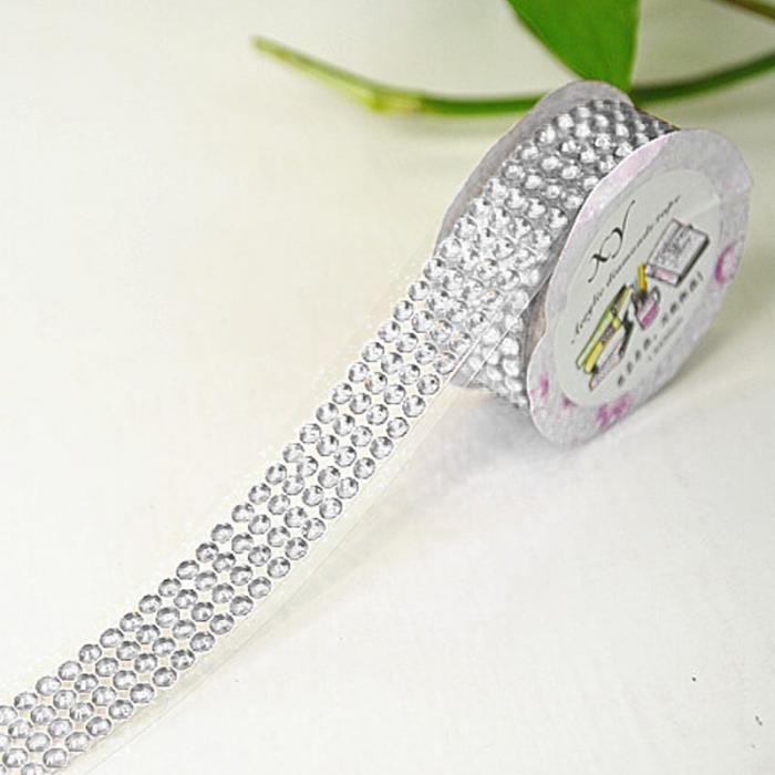 Kristal kleurrijke acryl zelfklevende strass steentjes sticker tape knutsel glitter edelsteen diy stickers voor scrapbooking kunst decoratie: Wit