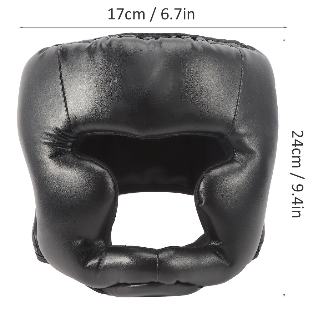 Boxing Helmet PU Karate Muay Thai Helmet Black Closed Type Sanda Training Head Guard Adults Kids Equipment: Adult