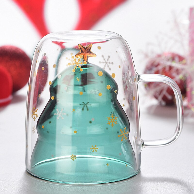 Multi-Farbe Weihnachten Baum Bodum Doppel Schichten Glas Kaffee Tasse Teetasse Milch Tee Trinken Becher Beste Weihnachten Präsentieren Zu liebhaber freundlicher