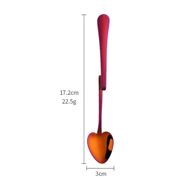 1 Pcs Coffee Spoon Honey Shape Tea Coffee Cup Hanging Spoons Stainless Steel Rose Gold Heart Teaspoon: Z-Red