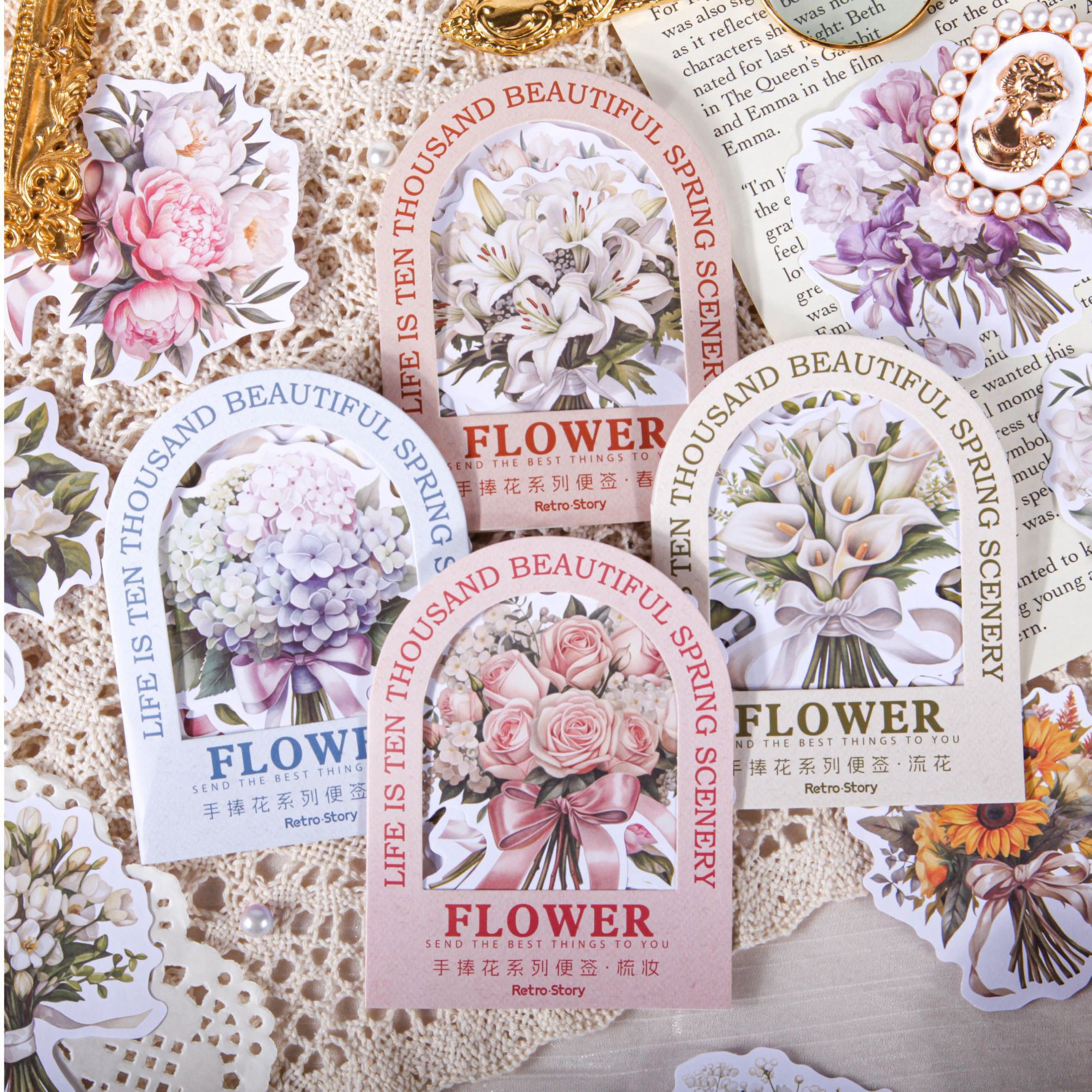 Almohadillas de papel para álbum de recortes, cartulina de un solo lado, papel decorativo para manualidades, papel con patrón de flores, papel de decoración DIY, 10 unids/lote por paquete