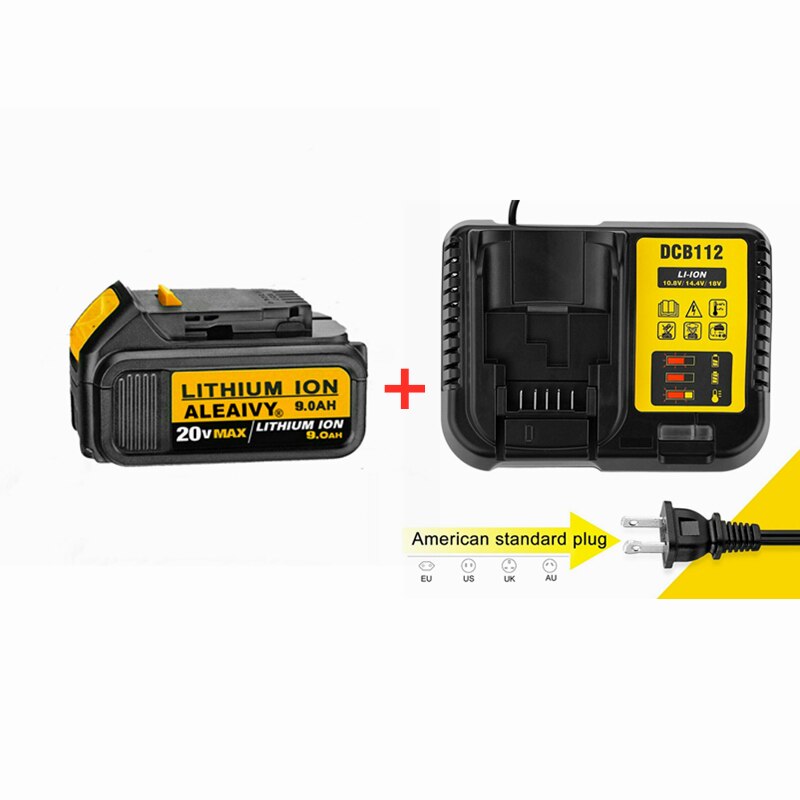 18v 9.0ah max xr batteri udskiftning af elværktøj til dewalt dcb 184 dcb 181 dcb 182 dcb 200 20v 5a 18 volt 18 v batteri med oplader: 1 stk 9.0ah-1 stk. lader