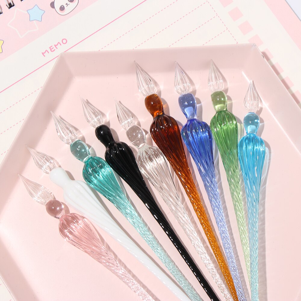 Pluma estilográfica Vintage de cristal, pluma de inmersión de cristal para rellenar tinta, firma, escritura, caligrafía, arte hecho a mano, accesorio de pintura, 1 ud.