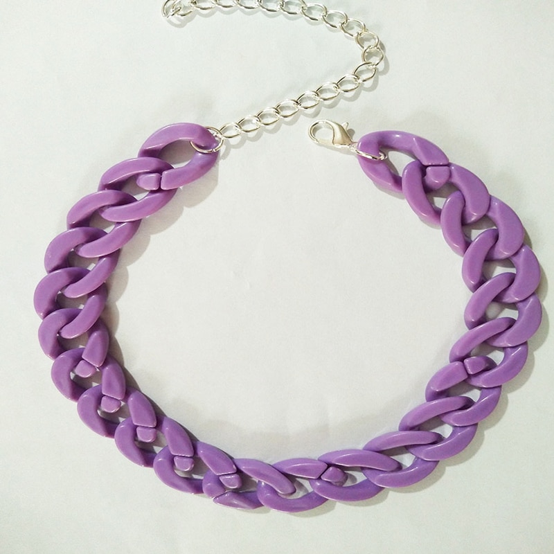 Collar acrílico grueso para mujer y hombre, Gargantilla larga de plástico Bohemia, colgante, de joyería Declaración