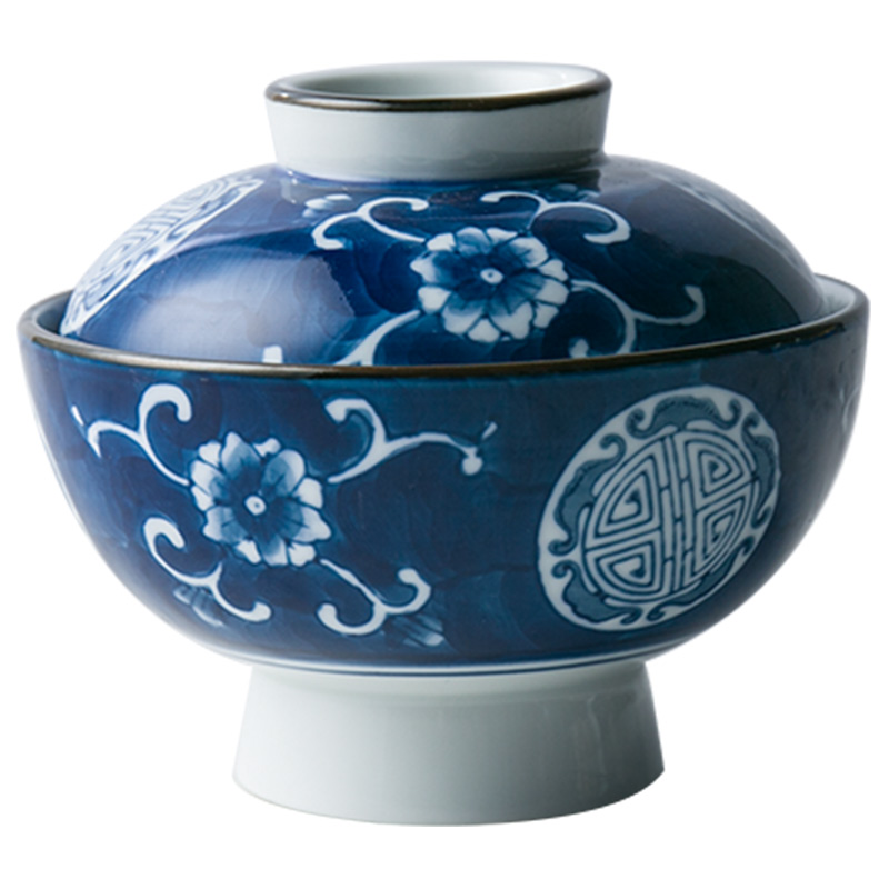 Kinesisk bordservice håndmalet keramisk skål med låg rissuppe nudler husholdningsgryderet kopbetræk porcelæn
