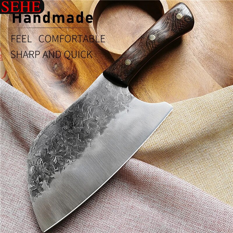 Full Tang Chef Knife Handmade Forged High-carbon Clad Steel Kitchen Knives Cleaver Filleting Slicing Broad Butcher knife Cuisine