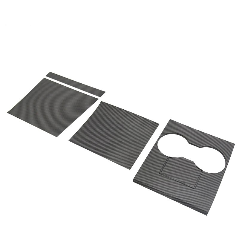 For Tesla Model 3 Car Interior Decal Matte Carbon Fiber Style ABS Center Console Cup Holder Panel Cover Trim 4PCS/SET